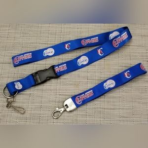 Two Los Angeles Clippers lanyards, classic LA Clippers logo.
